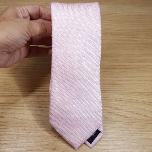 TOMMY HILFIGER Mens Neck Tie Pink Textured Cotton Blend Knit Classic Pointed - Picture 2 of 6